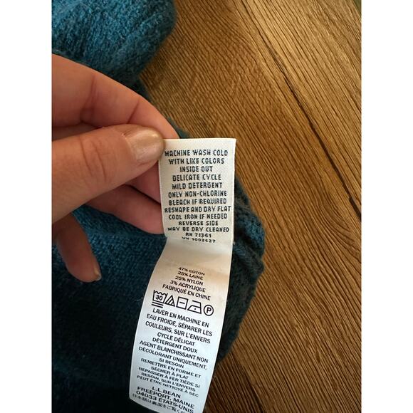 L.L.Bean Vintage Teal Blue Wool Blend Turtleneck Size Small - Picture 4 of 6